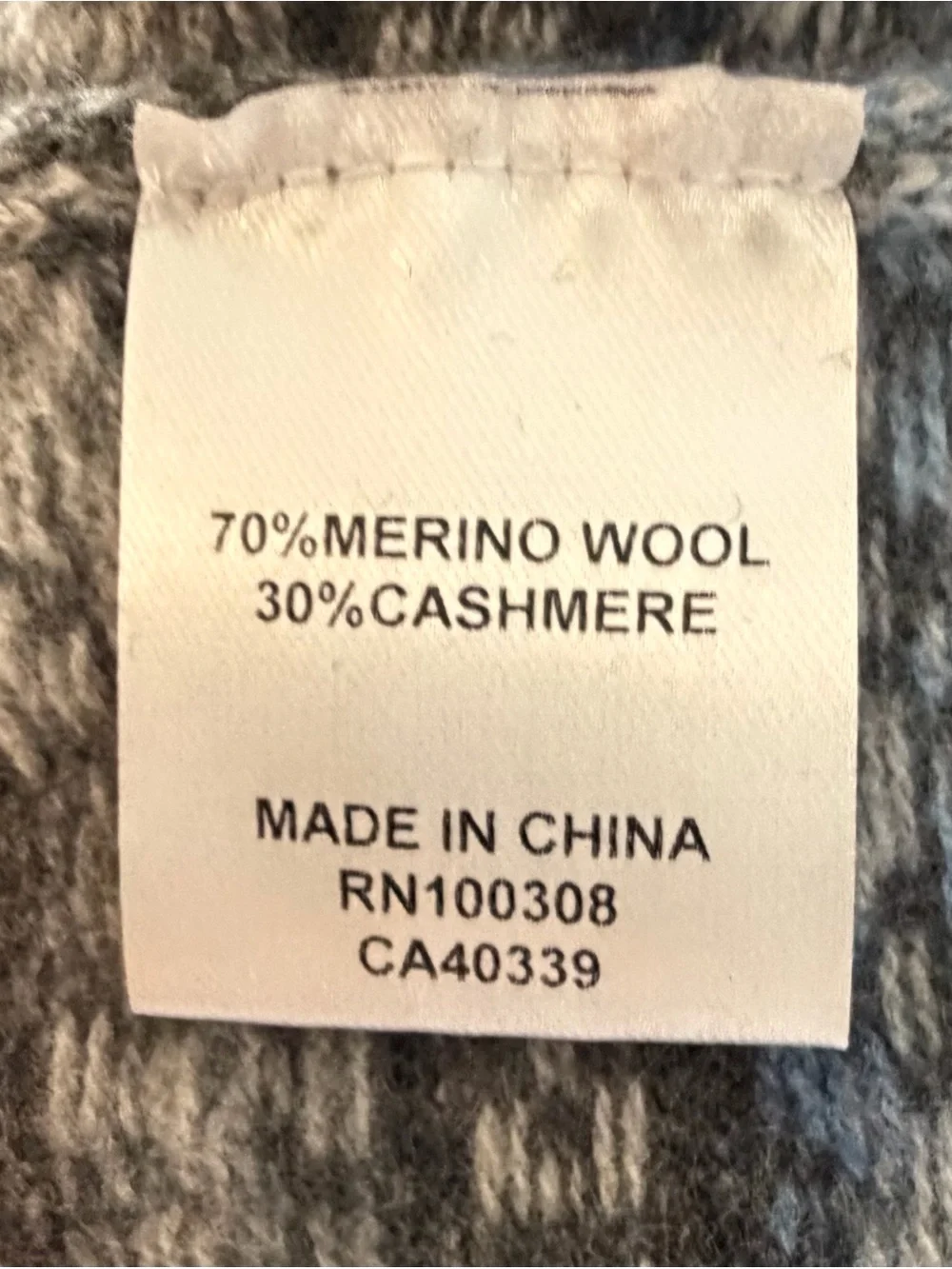 Peter Millar Grey Crewneck Wool/Cashmere Sweater with Blue Fair Isle Motif